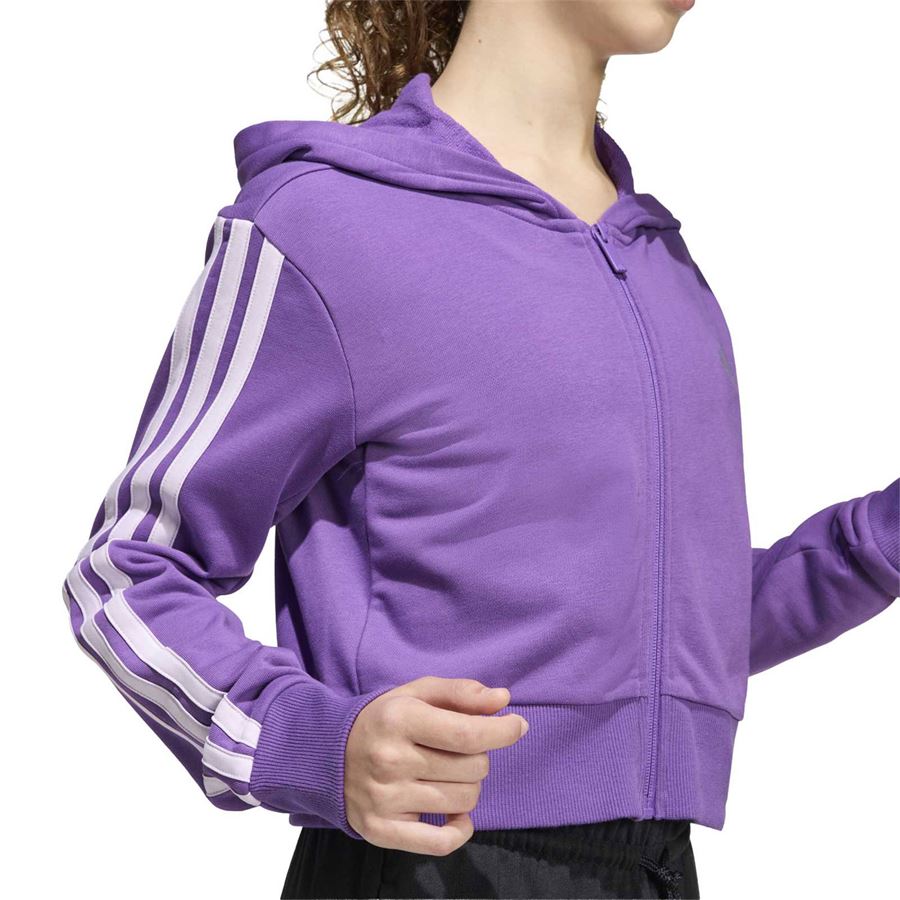 Jg 3 Stripe Full Zip Hoodie Crop felpa da bambina Adidas | KE3013X